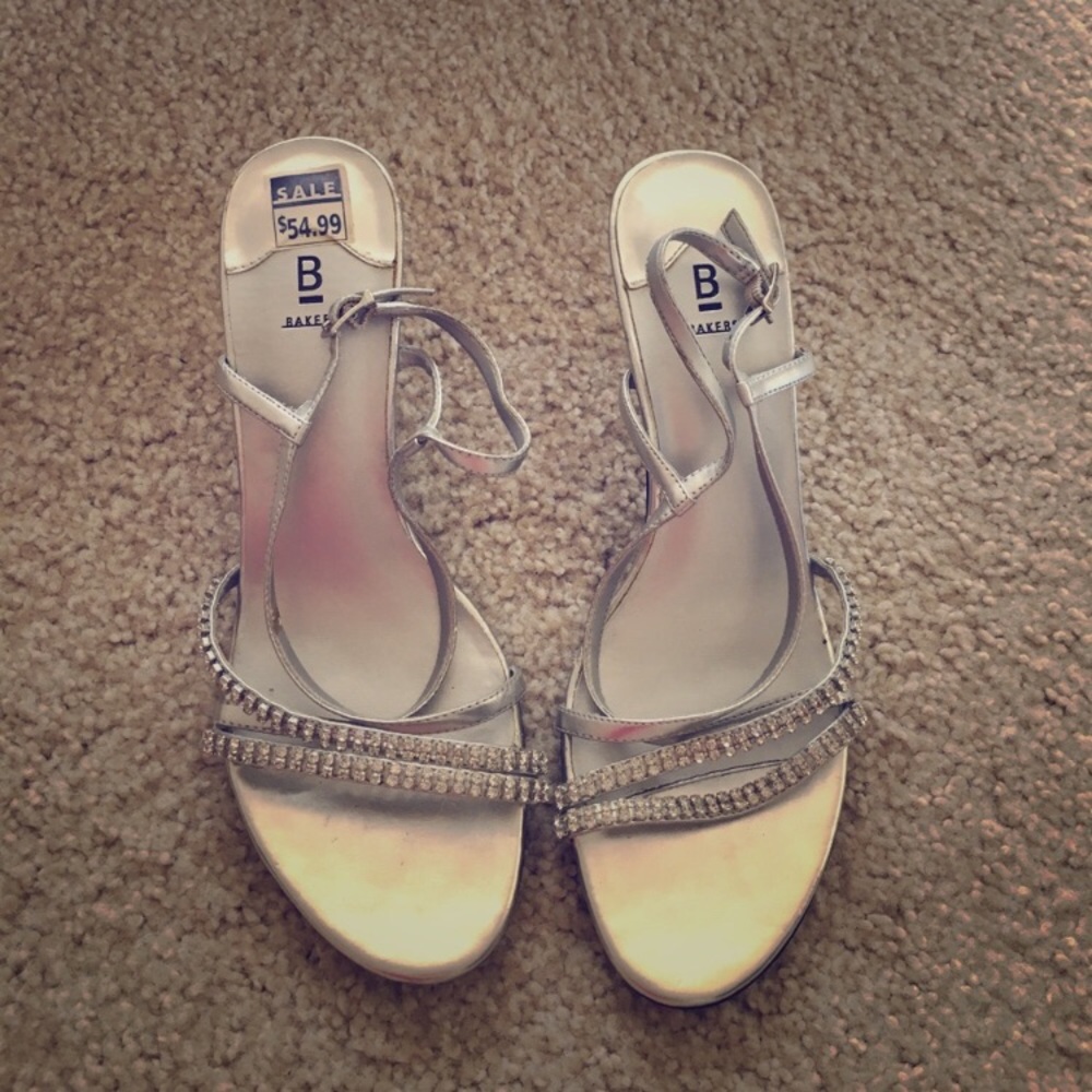 Silver heel sandals